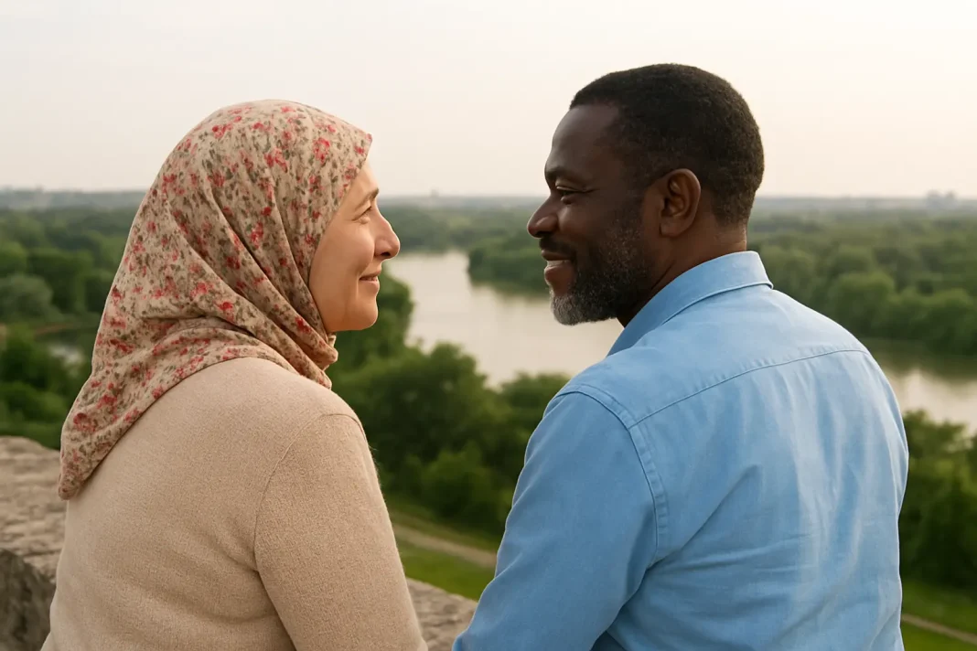 cuplu femeie cu batic imagine generata cu ChatGBT